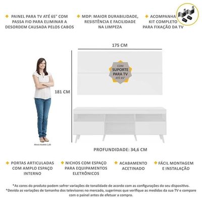 Rack Com Painel E Suporte Tv 65" Retrô Multimóveis V3134