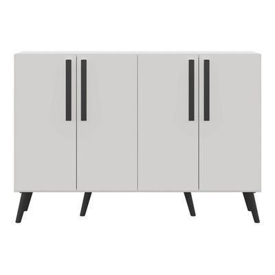 Aparador Buffet 4 Portas Retrô Viena V3606 Branco/Preto Branco/Preto