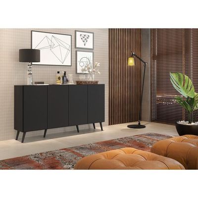 Aparador Buffet 4 Portas Retrô Veneza Multimóveis V3556 Preto Preto