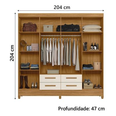 Guarda Roupas Casal 8 Portas Freijó/off White