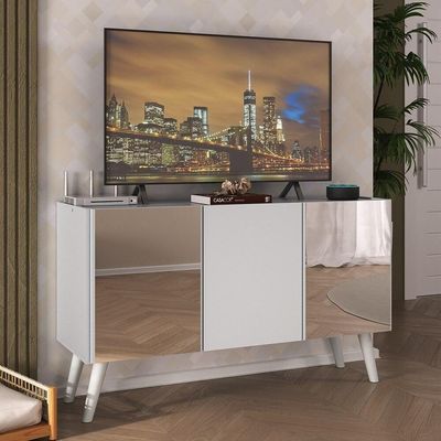 Rack Tv Até 32 Polegadas Retrô Com Espelhos Mp1078 Branco Branco