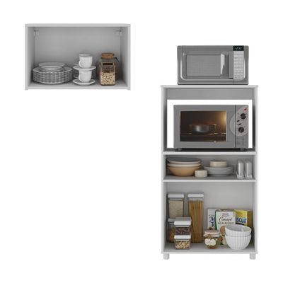 Kit Armário De Cozinha 2 Portas Com Balcão Multiuso Multimóveis Mp2236 Branco Branco