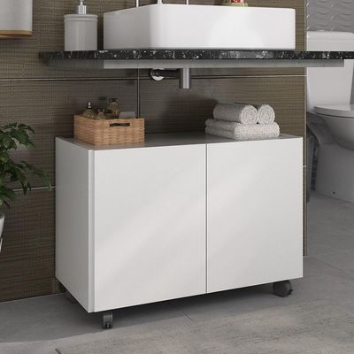 Gabinete Banheiro 62,5cm Rodízios Multimóveis Mp5043 Branco