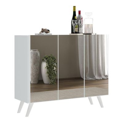 Aparador Buffet 3 Portas Retrô Vegas V1013 Branco Branco