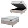 Cama Box Baú Colchão Casal Espuma D45 Lazio Pillow Top 138x188x70cm Branco-Bege Hellen Suporta até 120kg por Pessoa
