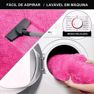 Tapete Sala Felpudo Peludo Rosa 120 X 200 Cm