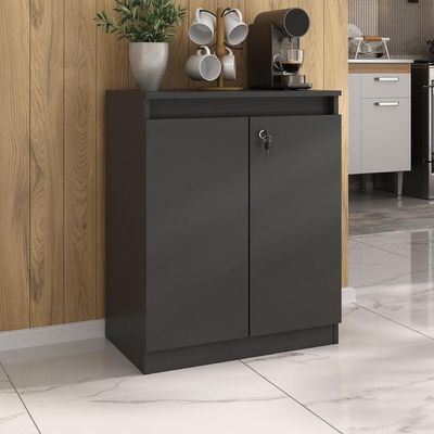 Aparador Buffet 60cm 2 Portas Com Chave Multimóveis CR50099 Preto