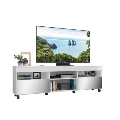 Rack Com Rodízios E Espelho Para Tv Até 65´´ Com 2 Portas