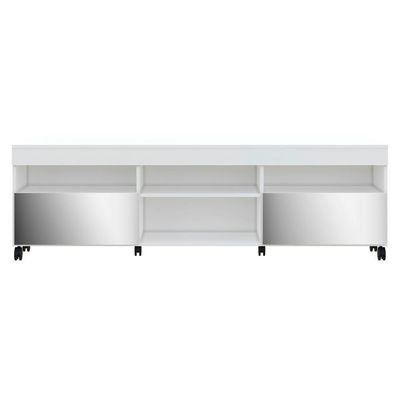 Rack Com Rodízios E Espelho Para Tv Até 65´´ Com 2 Portas