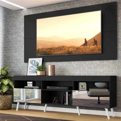 Rack com Painel TV até 65" Espelho e Pés Retrô Multimóveis