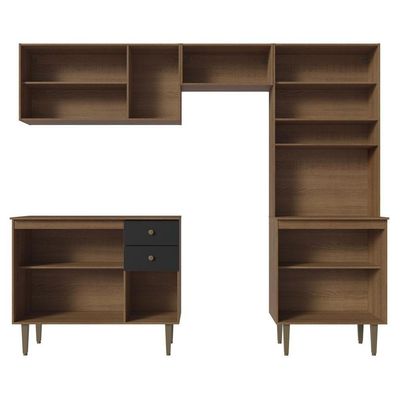 Armário Cozinha Compacta 235cm Rustic/Preto Gourmet 01