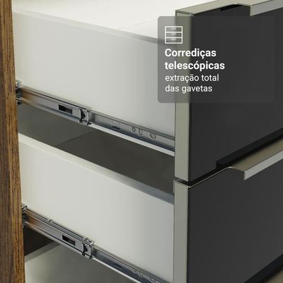 Armário  Cozinha Completa 310 cm Lux Madesa 01 Rustic/preto