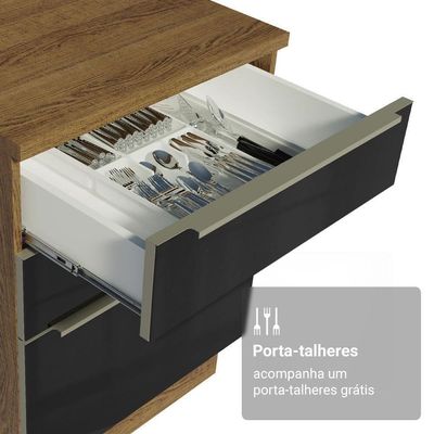 Armário  Cozinha Completa 310 cm Lux Madesa 01 Rustic/preto