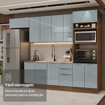 Armário  Cozinha Completa 310 cm Lux Madesa 01 Rustic/cinza