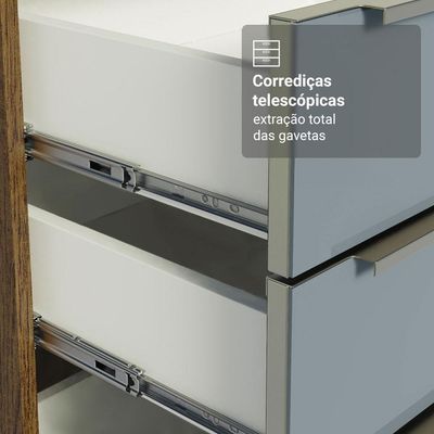 Armário  Cozinha Completa 310 cm Lux Madesa 01 Rustic/cinza