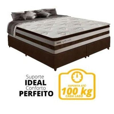 Box + Colchão De Molas Ensacadas Love Story Gazin 1,93M King Branco/Marrom