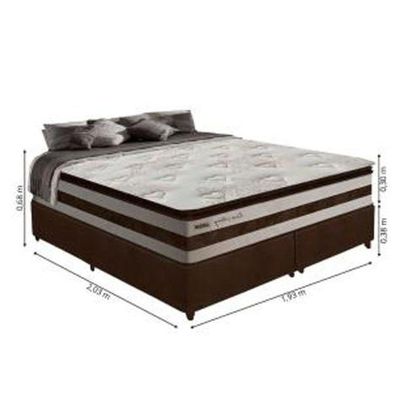 Box + Colchão De Molas Ensacadas Love Story Gazin 1,93M King Branco/Marrom