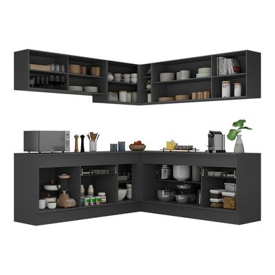 Armário De Cozinha Completa De Canto Mp2096.898 Preto/Branco