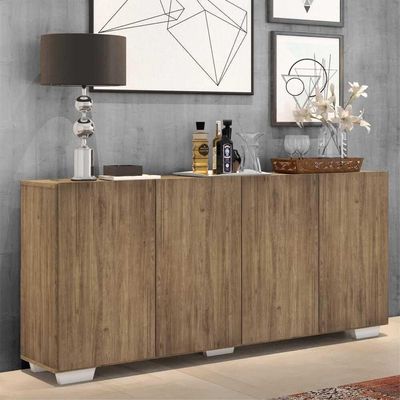 Aparador Buffet 4 Portas com Pés Quadrados Rustic/branco