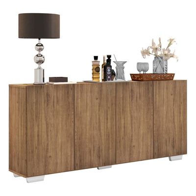 Aparador Buffet 4 Portas com Pés Quadrados Rustic/branco
