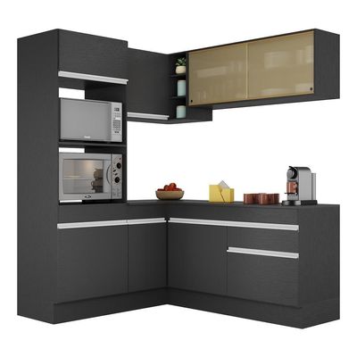Armário De Cozinha Completa De Canto V2098 Preto/branco