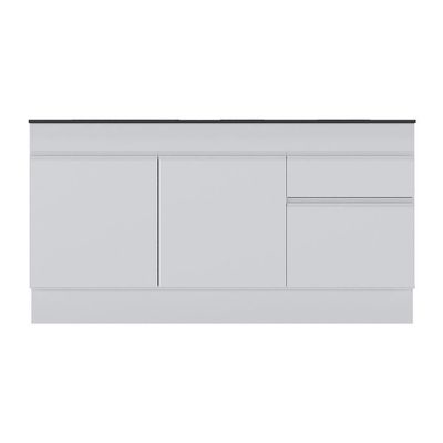 Balcão Cozinha Gabinete Pia 150cm Com Rodapé 3 Portas 1 Gaveta Veneza Multimóveis V2107 Branco