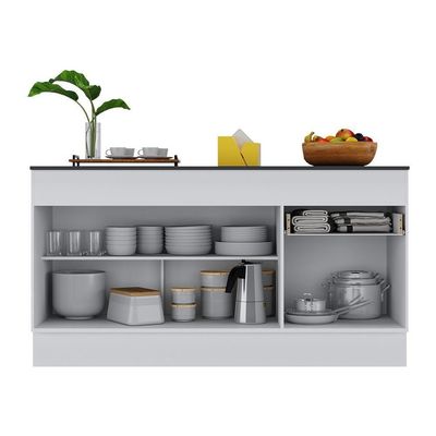 Balcão Cozinha Gabinete Pia 150cm Com Rodapé 3 Portas 1 Gaveta Veneza Multimóveis V2107 Branco
