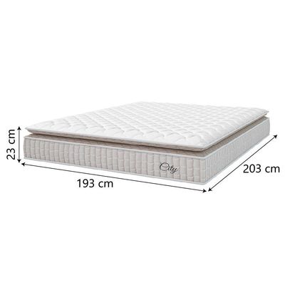 Colchão King Molas Ensacadas City Pillow Top 193x203x23cm Branco / Bege Branco/bg
