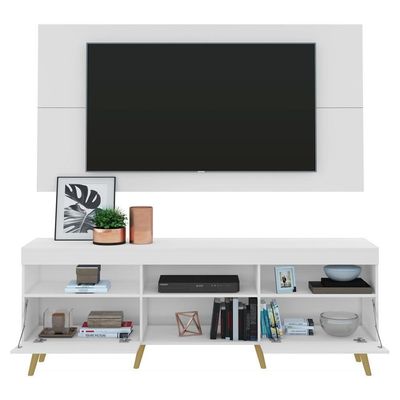 Rack Com Painel E Suporte Tv 65" Espelho Multimóveis V3142