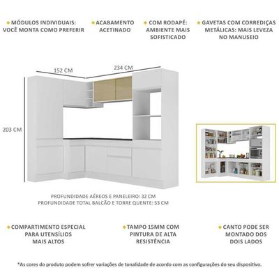Armário De Cozinha Completa De Canto Branco