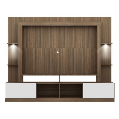 Rack Estante com Suporte Tv 65´´ Leds Madeirado/Branco