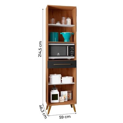 Paneleiro Duplo Para Micro-Ondas Natura / Preto