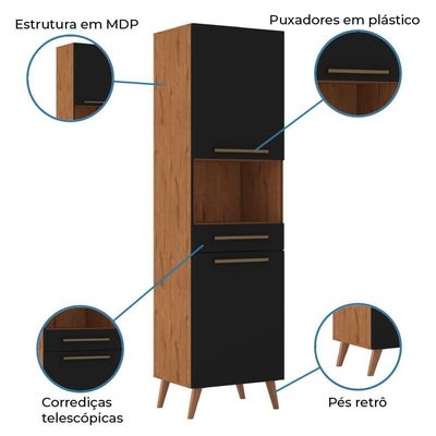 Paneleiro Duplo Para Micro-Ondas Natura / Preto