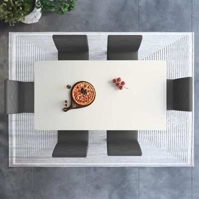 Conjunto Sala De Jantar Fidelitá Itália 170cm Com 6 Cadeiras Freijó/off-white Assento Grafite