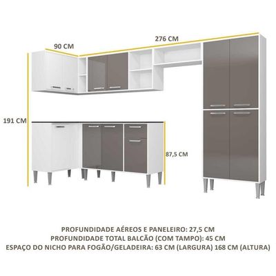 Armário De Cozinha Completa 6 Peças Xangai Zouk Multimóveis