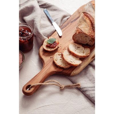 Tábua Para Pão Tramontina Provence Em Madeira Teca Fsc Com Cabo 48x19 Cm