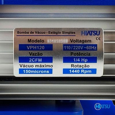 Bomba De Vácuo 2cfm Estágio Simples Hiatsu Vph120 Bivolt único