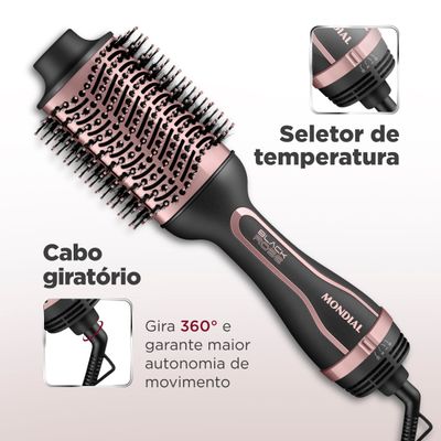 Escova Secadora Mondial Preto e Golden Rose 1300W ES-05-BI BIV