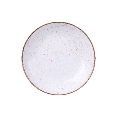 Jogo De Pratos Tramontina Rústico Marrom Em Porcelana Decorada 12 Peças