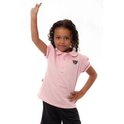 Camisa Infantil São Paulo Polo Rosa Oficial Tam 6