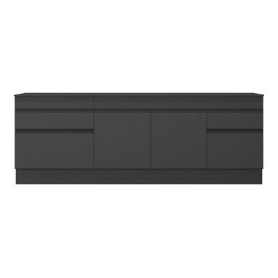 Kit Com 2 Balcões De Cozinha 150cm E 70cm Com Rodapé Veneza Multimóveis V2108 Preto Preto