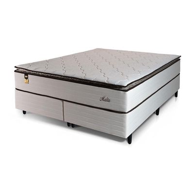 Cama Box Bipartida Queen Size Hellen Malta Linho com Molas Ensacadas e Espuma D26 66x158x198 cm Bege