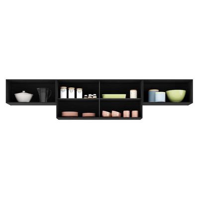 Kit 3 Armários De Cozinha Aéreos 4 Portas Veneza Multimóveis Mp2151 Preto/branco Preto/branco