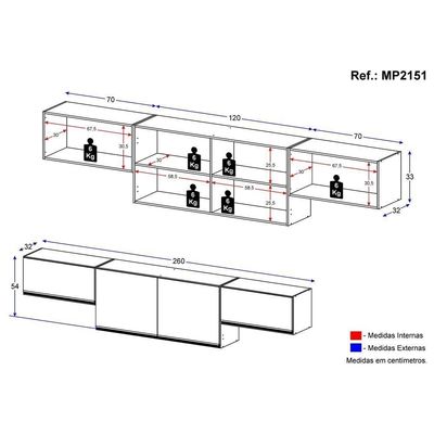Kit 3 Armários De Cozinha Aéreos 4 Portas Veneza Multimóveis Mp2151 Preto/branco Preto/branco