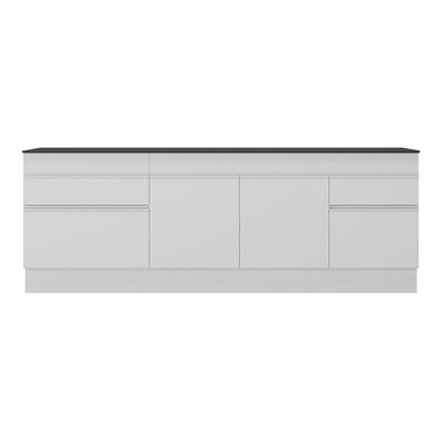 Kit Com 2 Balcões De Cozinha 150cm E 70cm Com Rodapé Veneza Multimóveis V2108 Branco Branco