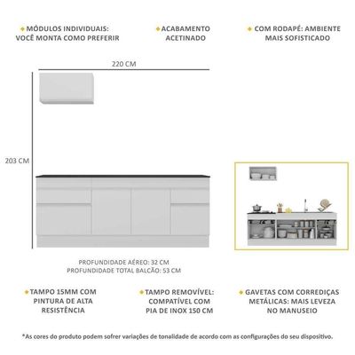 Armário De Cozinha Compacta Com Rodapé Mp2109.891 Branco