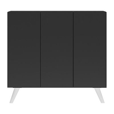 Gabinete Banheiro 3 Portas Retrô 90Cm Mp5030 Preto/Branco