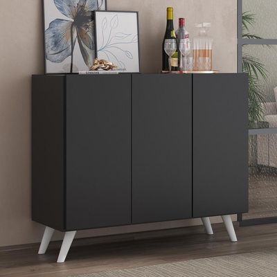 Aparador Buffet 3 Portas Multimóveis V1009 Preto/Branco