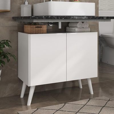 Gabinete Armário De Banheiro 62,5cm Retrô 2 Portas Multimóveis Mp5045 Branco Branco