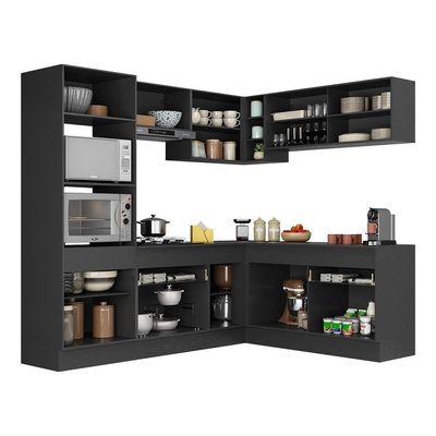 Armário De Cozinha Completa De Canto Mp2099.898 Preto/Branco